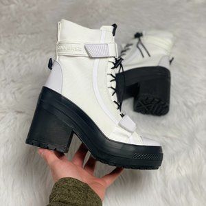 Converse White and Black Combat Boots